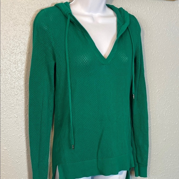 MICHAEL Michael Kors Green Knit Mesh V-Neck Pullover Sweater - Picture 5 of 8